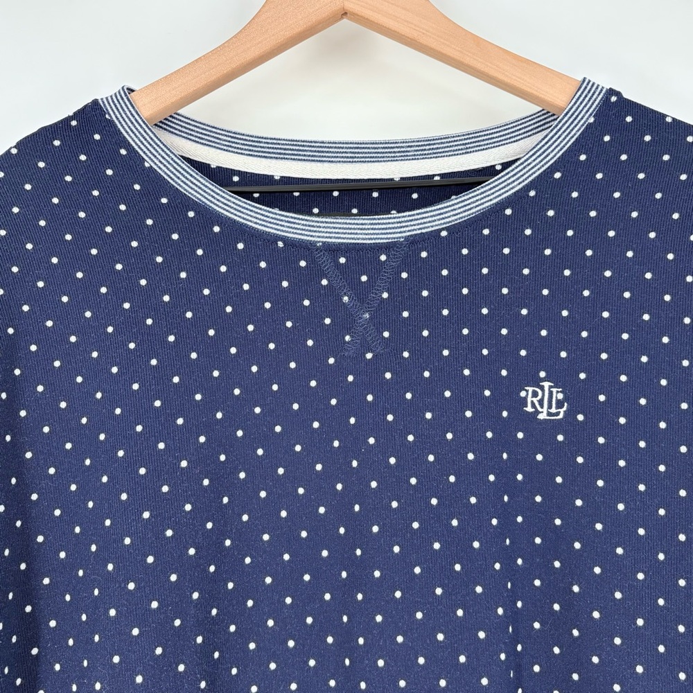 Lauren Ralph Lauren Women's Navy White Polka Dot Long Sleeve and Pants PJ Set - Picture 15 of 16